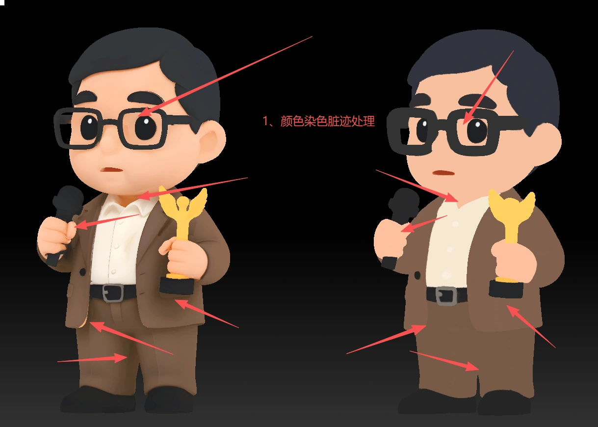 Original colored man model before texture cleanup