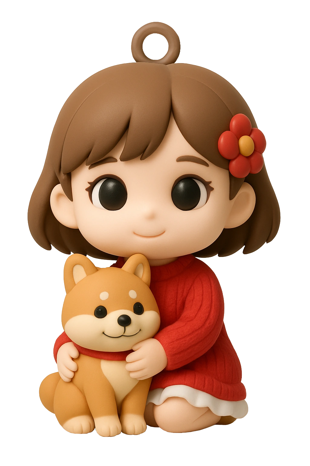 Cartoon girl and corgi in one hanging charm